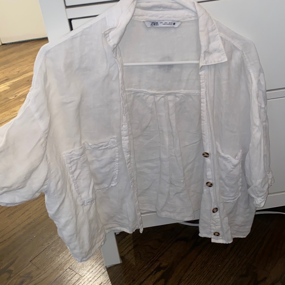 White linen button down